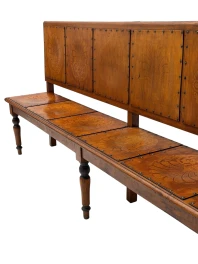 Art Nouveau Extra Large Hall Bench, Elm and Beech, Dutch Design, 1900s